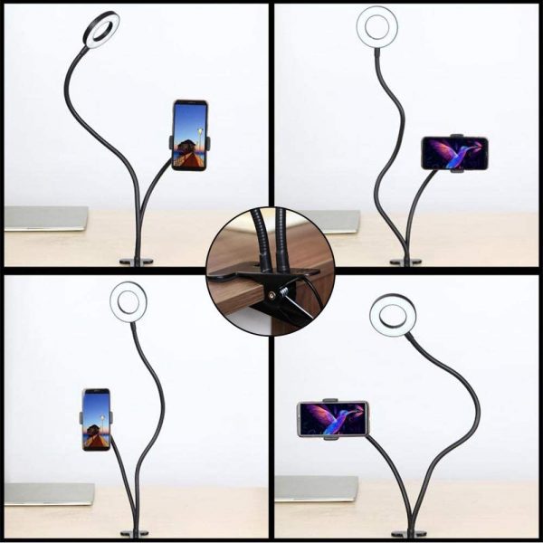 FACE LIGHT SUPPORT LUMINEUX SMARTPHONE VIDÉO LIVE AVEC PINCE - 3 modes d'éclairage, 11 niveaux d'intensité – Image 3