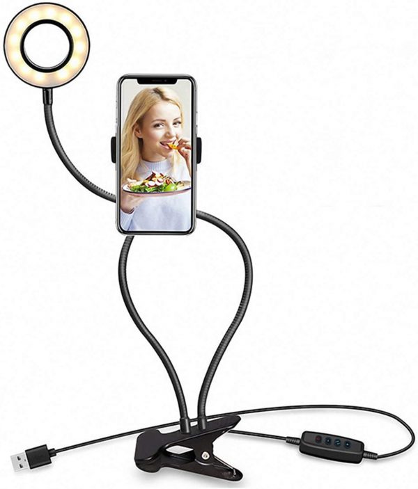 FACE LIGHT SUPPORT LUMINEUX SMARTPHONE VIDÉO LIVE AVEC PINCE - 3 modes d'éclairage, 11 niveaux d'intensité – Image 2