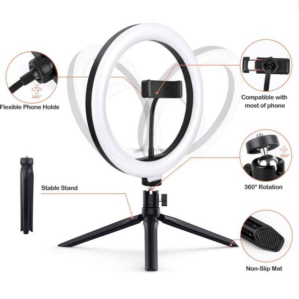 FACE LIGHT Support lumineux Smartphone vidéo live avec trépied - 3 modes d'éclairage, 10 niveaux d'intensité – Image 3