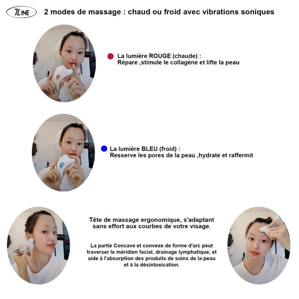 Appareil de massage facial et corporel - 7 line - vibrations soniques chaud ou froid – Image 4