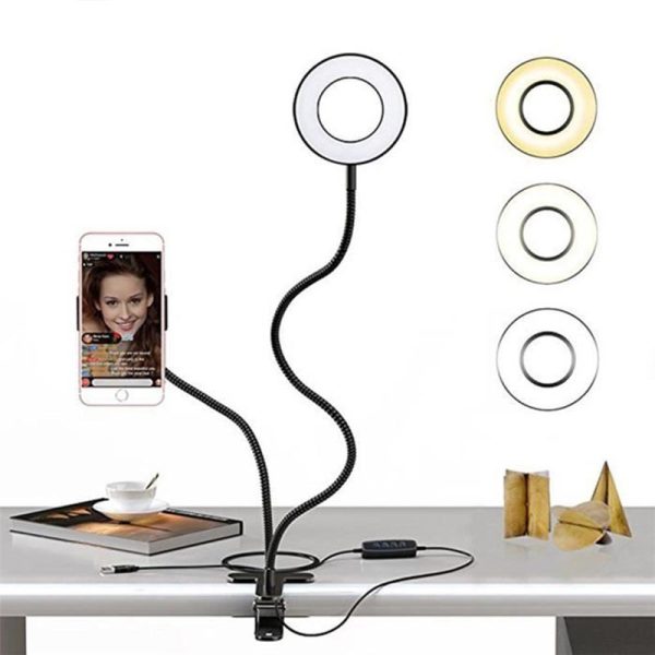 FACE LIGHT SUPPORT LUMINEUX SMARTPHONE VIDÉO LIVE AVEC PINCE - 3 modes d'éclairage, 11 niveaux d'intensité – Image 4