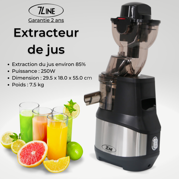 Extracteur de jus / Centrifugeuse Professionnelle 7Line - Compatible avec tous les fruits et légumes - Noir brillant – Image 3