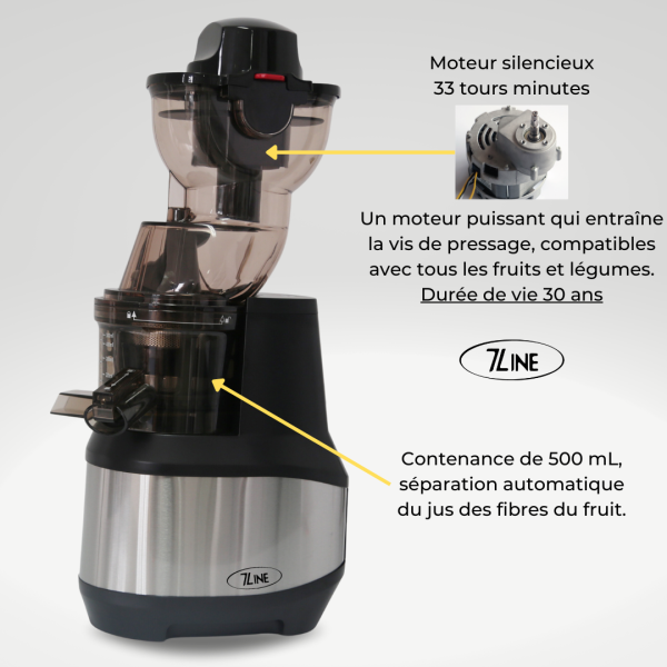 Extracteur de jus / Centrifugeuse Professionnelle 7Line - Compatible avec tous les fruits et légumes - Noir brillant – Image 4