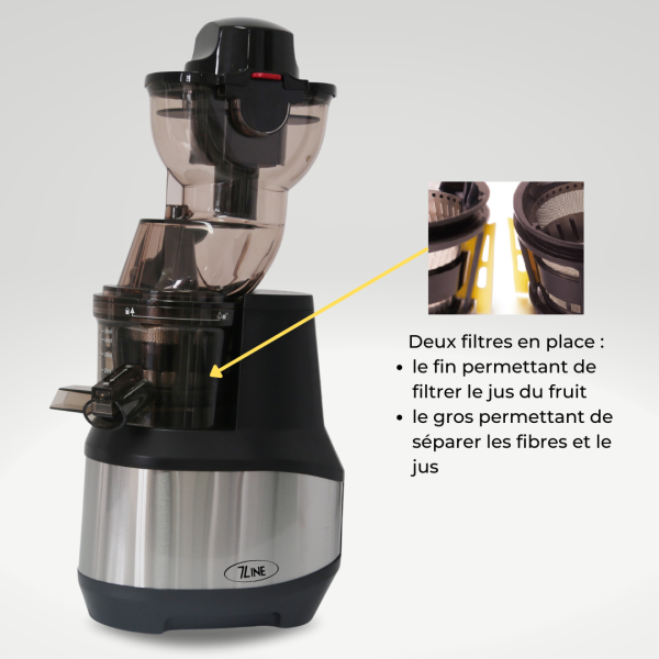 Extracteur de jus / Centrifugeuse Professionnelle 7Line - Compatible avec tous les fruits et légumes - Noir brillant – Image 6