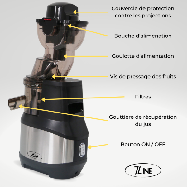 Extracteur de jus / Centrifugeuse Professionnelle 7Line - Compatible avec tous les fruits et légumes - Noir brillant – Image 7