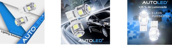 AMPOULES LED T10 (W5W) 5 LEDS / FEUX DE POSITION / PLAQUE / HABITACLE AUTOLED® – Image 35