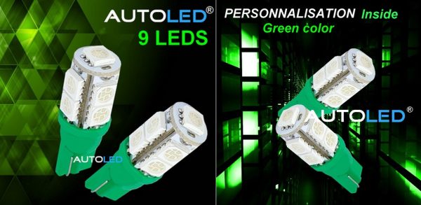 Ampoule LED W5W VERT / LED T10 VERT / 9 LEDS AUTOLED® – Image 11