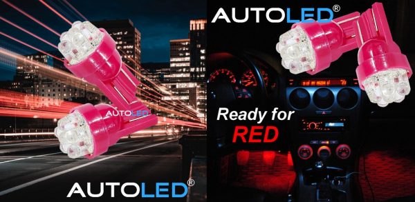 Ampoule LED W5W Rouge / LED T10 6 LEDS FISCHER ROUGE AUTOLED® – Image 13