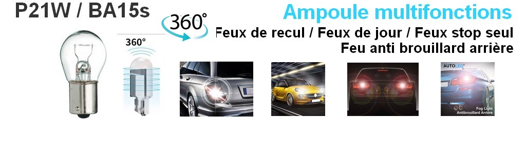 Ampoule LED P21W / 18 LEDS BLANC / Ampoule LED BA15s AUTOLED® – Image 12