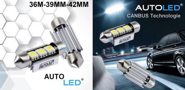 AMPOULE LED C5W CANBUS 39MM /ANTI-ERREUR / 3 LEDS /PLAQUE / HABITACLE AUTOLED® – Image 11