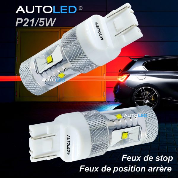 Ampoule LED W21/5W / 6 LEDS HAUTE PUISSANCE BLANC / LED T20 AUTOLED® – Image 2
