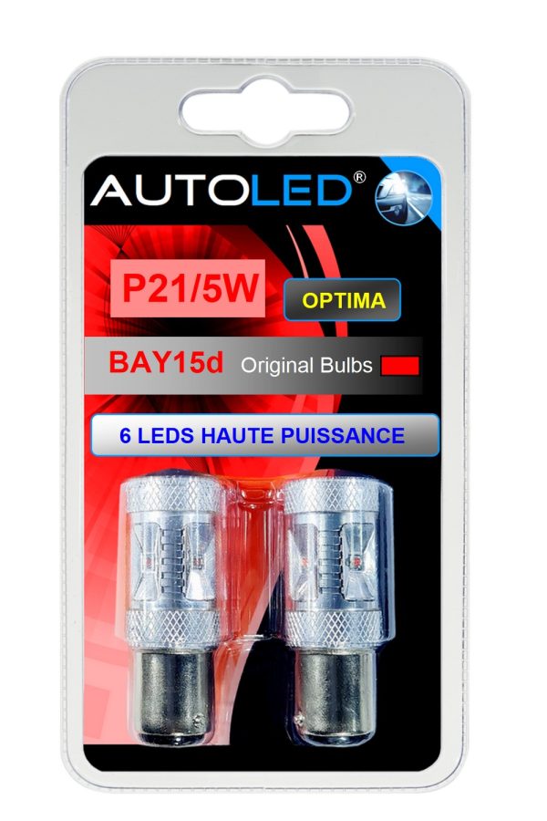 LED P21/5W 6 LEDS HAUTE PUISSANCE ROUGE AUTOLED® – Image 7