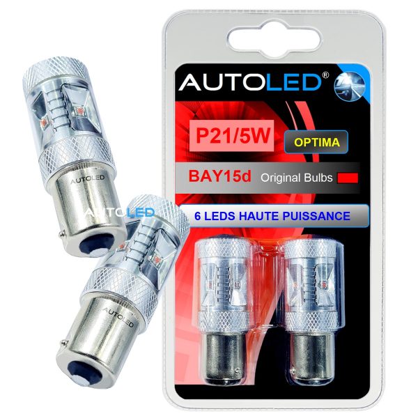 LED P21/5W 6 LEDS HAUTE PUISSANCE ROUGE AUTOLED® – Image 8
