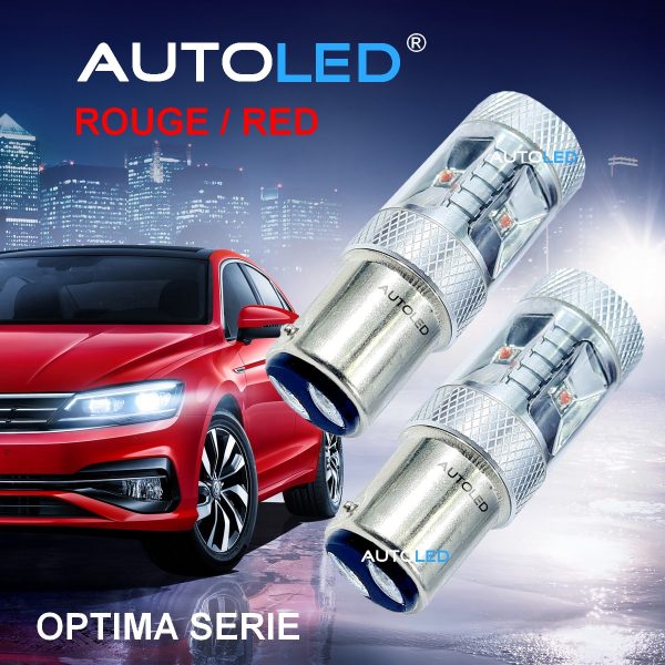 LED P21/5W 6 LEDS HAUTE PUISSANCE ROUGE AUTOLED® – Image 2