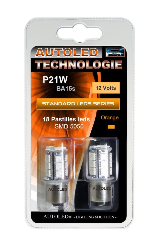 Ampoule LED P21W Orange / 18 LEDS / Feux de Clignotant AUTOLED® – Image 9