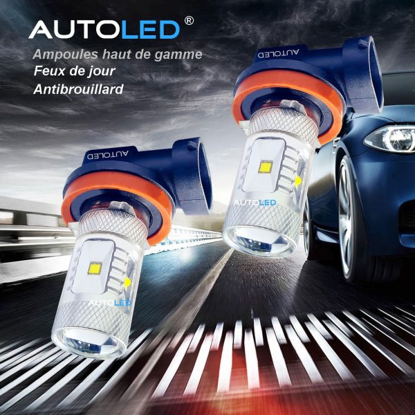 LED H8 6 LEDS HAUTE PUISSANCE BLANC AUTOLED® – Image 2