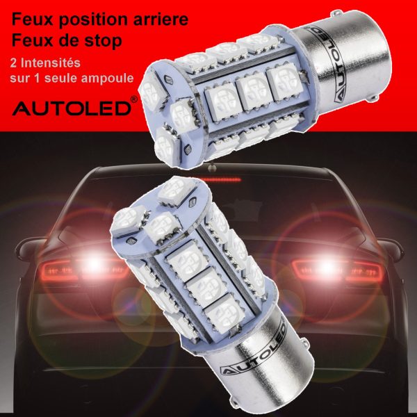 Ampoule LED P21/5W Rouge / 18 leds ROUGE / LED BAY15d Rouge AUTOLED® – Image 5