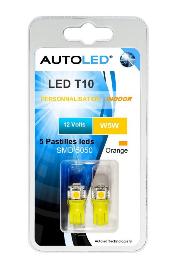 Ampoule LED W5W Orange / LED T10 Orange / 5 LEDS AUTOLED® – Image 9