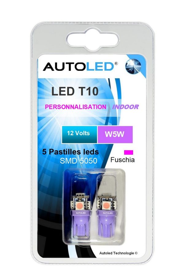 Ampoule LED W5W Violet / Fucshia / LED T10 Violet 5 LEDS AUTOLED® – Image 11