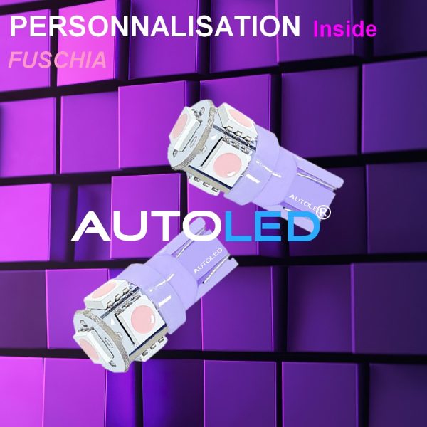 Ampoule LED W5W Violet / Fucshia / LED T10 Violet 5 LEDS AUTOLED® – Image 5