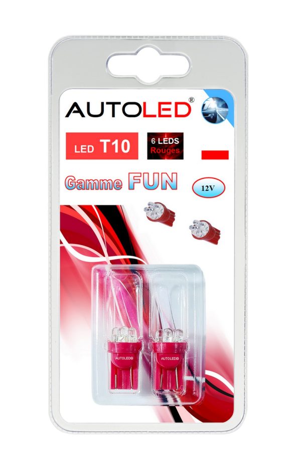 Ampoule LED W5W Rouge / LED T10 6 LEDS FISCHER ROUGE AUTOLED® – Image 11