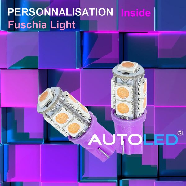 LED T10 9 SMD 5050 VIOLET FUSCHIA AUTOLED® – Image 2