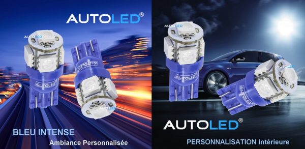 ampoule w5w led bleu