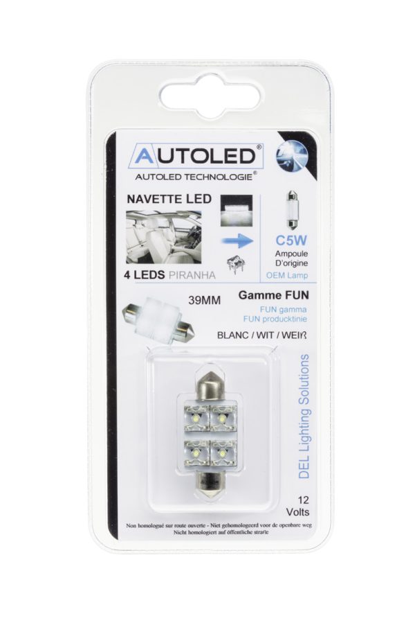 AMPOULE C5W LED 39MM / NAVETTE LED 12V 39MM / 4 LEDS / HABITACLE BLANC AUTOLED® – Image 14