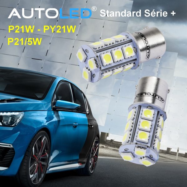 Ampoule LED PY21W / 18 LEDS BLANC / Ampoule LED BAU15s AUTOLED® – Image 2