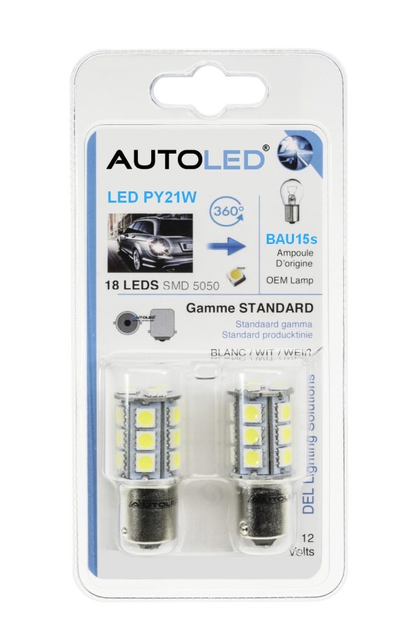 Ampoule LED PY21W / 18 LEDS BLANC / Ampoule LED BAU15s AUTOLED® – Image 10