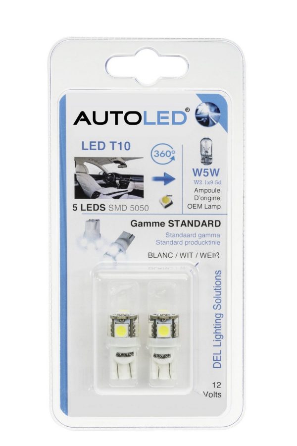 AMPOULES LED T10 (W5W) 5 LEDS / FEUX DE POSITION / PLAQUE / HABITACLE AUTOLED® – Image 12