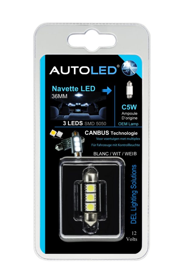 ampoule navette led 42mm avec l'ampoule d'origine-LED Voiture interieur blanc-0007-0008-0009-0010-Obtenez le résultat attendu|Détails du remplacement de l'ampoule LED c5w anti erreur 36mm