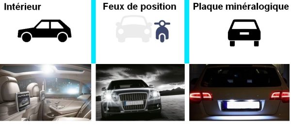 AMPOULES LED T10 (W5W) 5 LEDS / FEUX DE POSITION / PLAQUE / HABITACLE AUTOLED® – Image 21