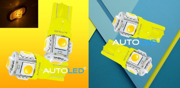 Ampoule LED W5W Orange / LED T10 Orange / 5 LEDS AUTOLED® – Image 11