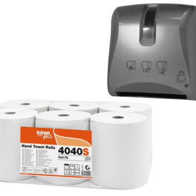 Lot de 5 - bobine essuie mains master autocut 2 plis blanc + distributeur sensorcut offert - 4040+01DE820901 - Essuie mains et distributeur - celtex