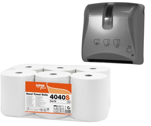 Lot de 5 - bobine essuie mains master autocut 2 plis blanc + distributeur sensorcut offert - 4040+01DE820901 - Essuie mains et distributeur - celtex