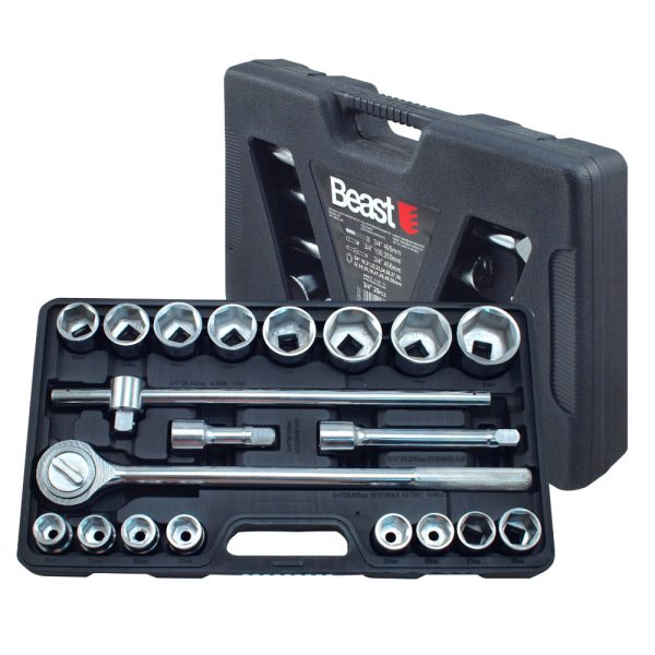 Coffret 20 pcs avec douilles 6 pans 3/4" de 19 à 50 mm avec cliquet réversible "spécial poids lourd" - 340211 - Beast – Image 7