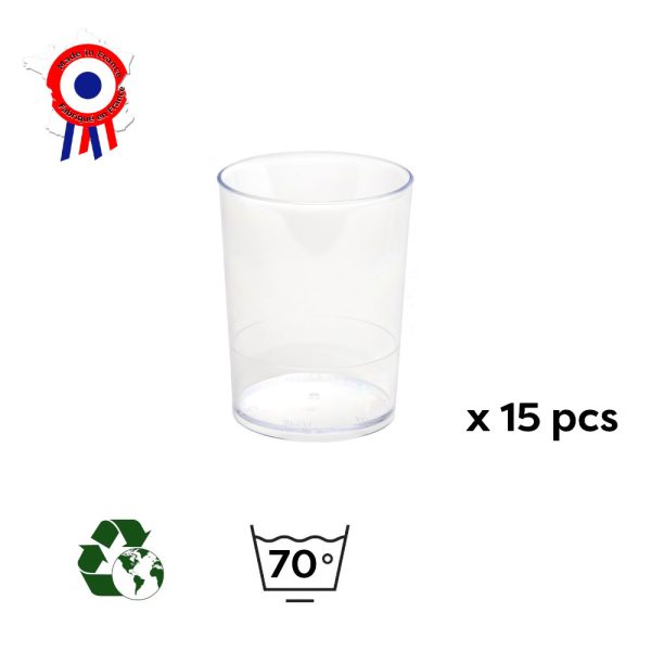 15 verrines rondes Mini-Glass 8,5 cl de D. 51 x Ht. 65 mm réutilisable, recyclable 100% Française - Transparent - D-Work – Image 2