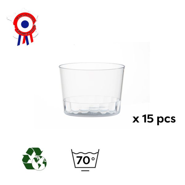 15 verrines rondes Bodega 12 cl de D. 64 x Ht. 46 mm réutilisable, recyclable 100% Française - Transparent - D-Work – Image 2