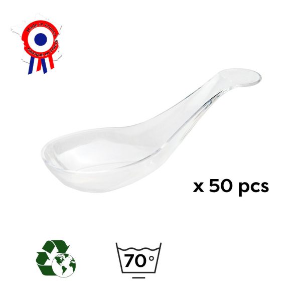 50 cuillères bouchées Indhye 1,7 cl de 102 x 38 x Ht. 32 mm réutilisable, recyclable 100% Française - Transparent - D-Work – Image 2