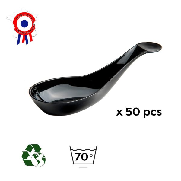 50 cuillères bouchées Indhye 1,7 cl de 102 x 38 x Ht. 32 mm réutilisable, recyclable 100% Française - Noir - D-Work – Image 2
