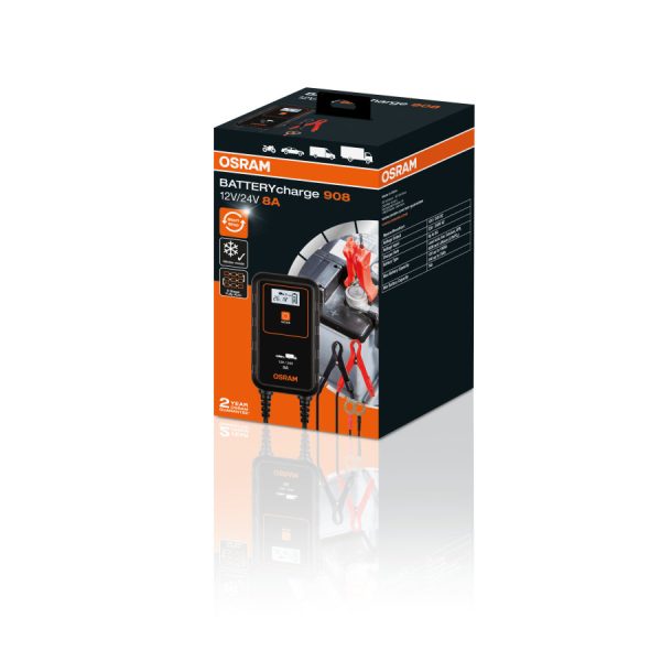 Le BATTERYcharger 908 - Chargeur et mainteneur de charge intelligent pour batteries avec cycle de charge multi-étapes - OSRAM - OEBCS908 – Image 3