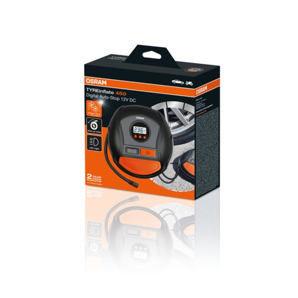 Compresseur pour pneus rapide avec câble enroulable - TYREinflate 450 - COMPRESSEURS A AIR OTI - BOITE : 1 - OSRAM - OTI450 – Image 5
