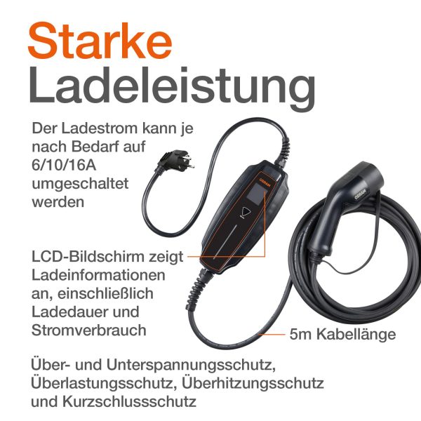 OSRAM Cable de charge véhicule électrique sur alimentation standard 230V TYPE2  - BOITE : 1 - OSRAM - OPC20A05 – Image 4