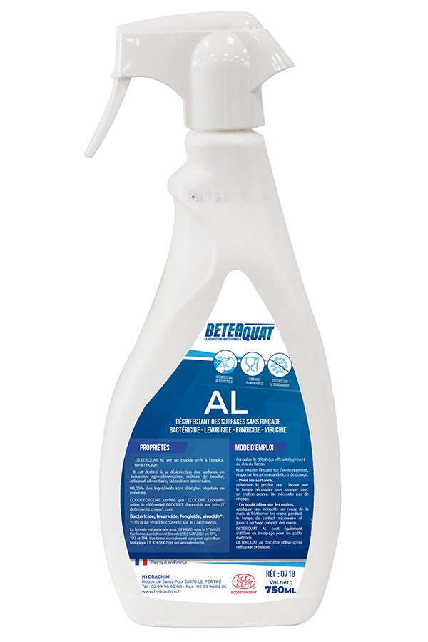 Deterquat al bactericide fongicide - desinfection en cuisine pulvérisateur de 750ml ecocert - HYDRACHIM - Nettoyants desinfectants