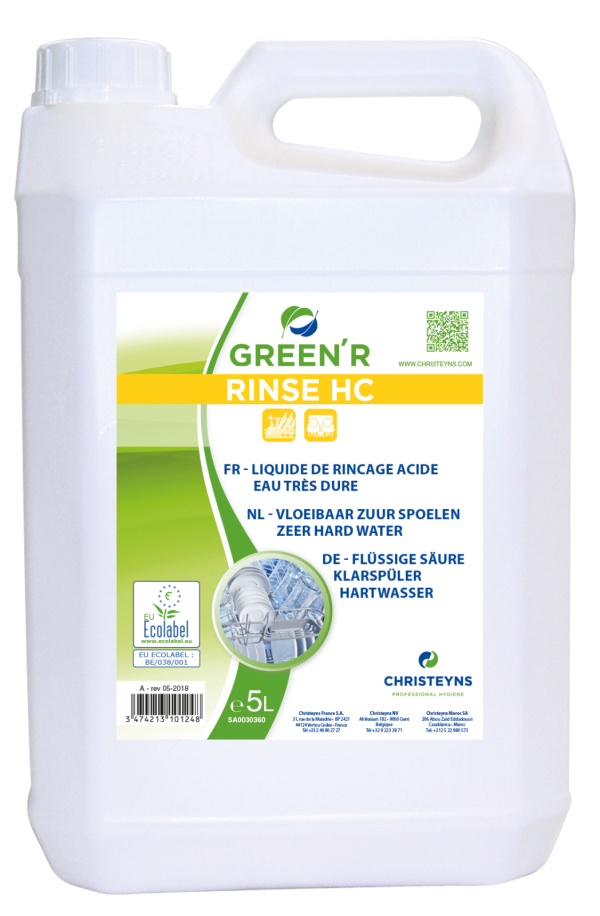 Liquide de rincage green'r rinse hc spÉcial eaux douces a moyennement dures 5l - CHRISTEYNS - PRODUITS VAISSELLE