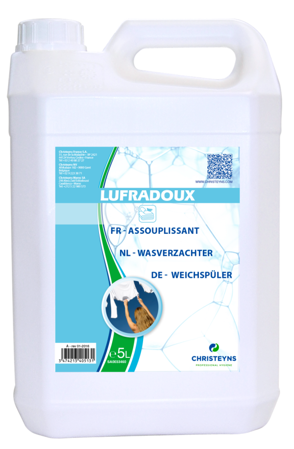 Assouplissant textile lufradoux le bidon de 5l - CHRISTEYNS - Lessive linge