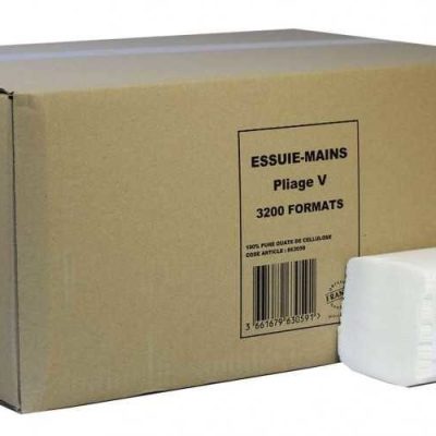 Essuie-mains pliés en v carton de 3200 (20x160) - LUCART - Essuie mains et distributeur