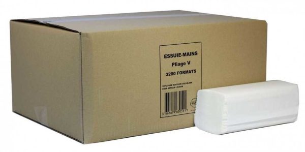 Essuie-mains pliés en v carton de 3200 (20x160) - LUCART - Essuie mains et distributeur