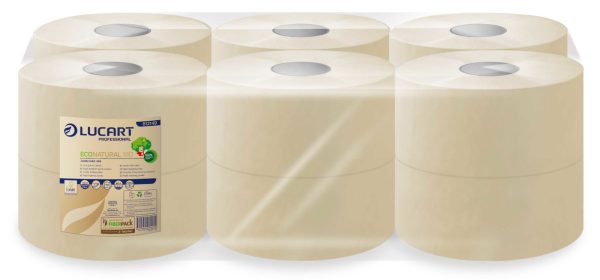 Papier toilette mini jumbo econatural type 200m eco label les 12 rouleaux - LUCART - Papier toilette et distributeur